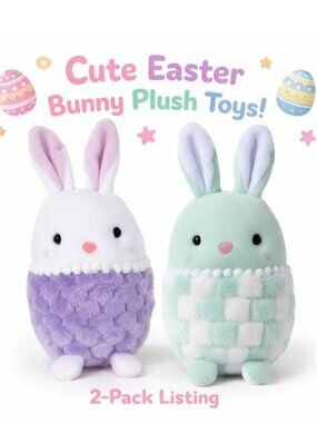 Set of 2 Douglas Easter Bunny Plush Animals For Age 2+ New w/Tag